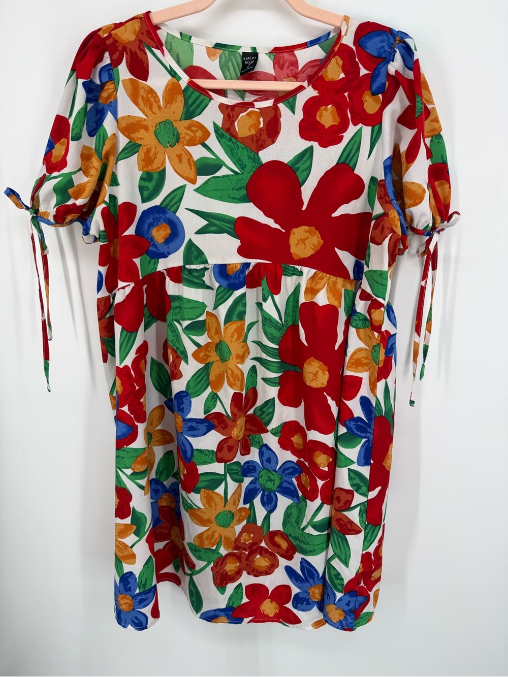 Emery Rose Women Multi Floral Dress Short Sleeve Scoop Neck‎ XL Boho Cottagecore
